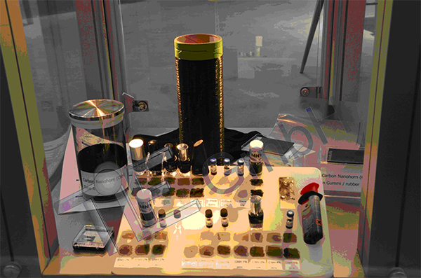 Picture 2: CNH and CNH-application samples in lacquer and resins on the Hannover Trade fair 2012